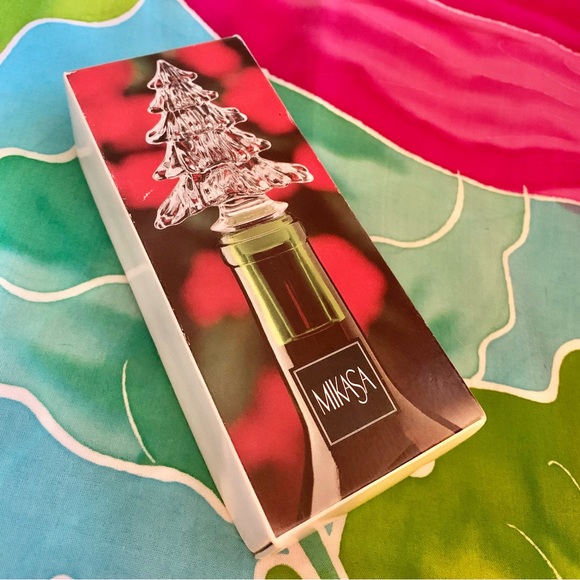 NIB Mikasa Crystal Christmas Tree Wine Stopper - Picture 4 of 9